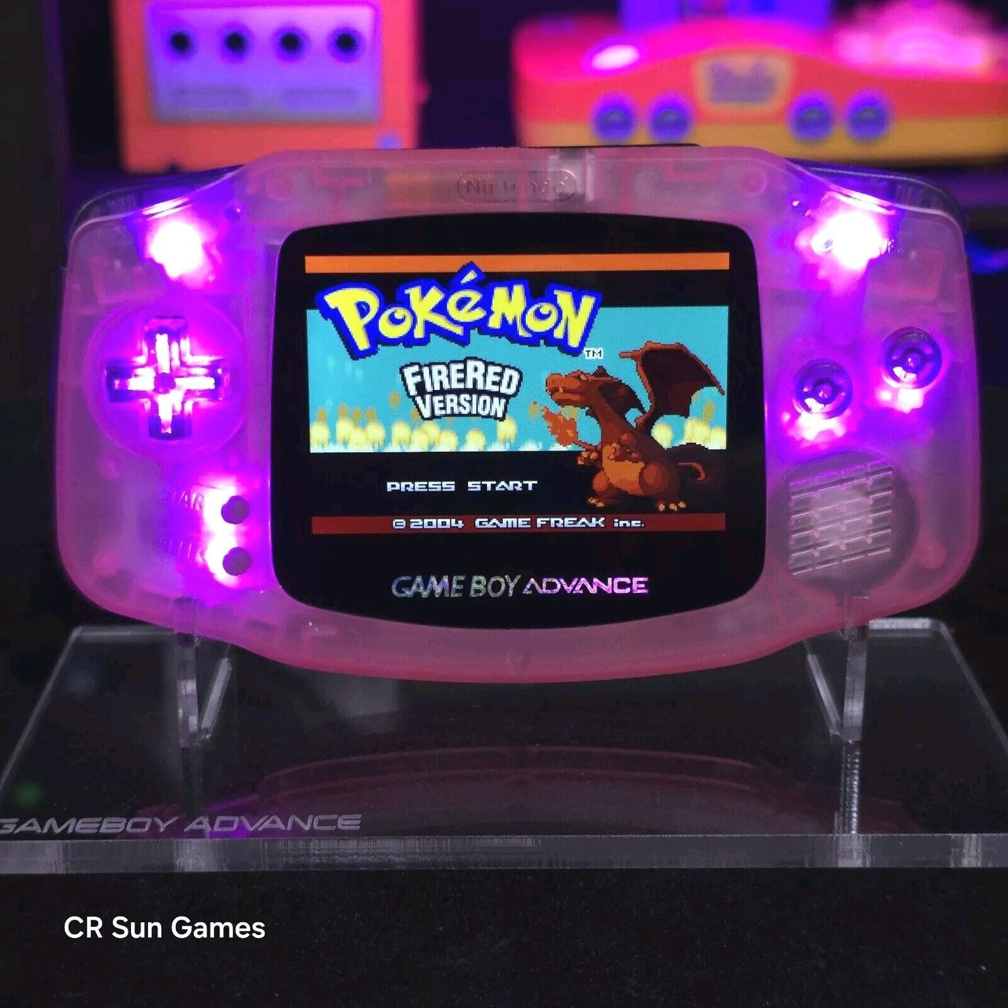 Clear Pink Game Boy Advance GBA iPS V5 LCD USB-C 1800 mAh Rechargeable Battery