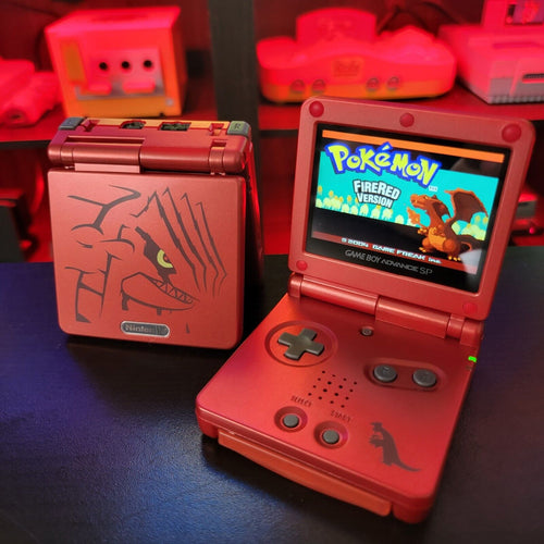 Red Nintendo Game Boy Advance GBA SP IPS V2 And USB-C Mod- Groudon