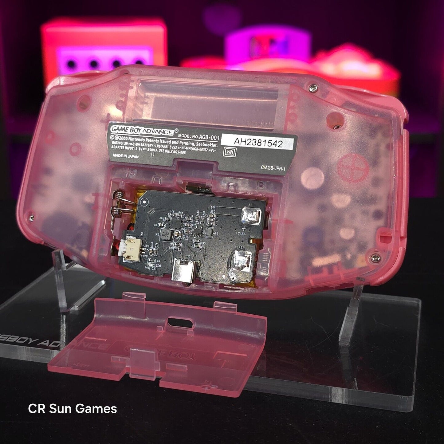 Pink Kirby Game Boy Advance GBA iPS LCD USB-C 1800 mAh Rechargeable Battery