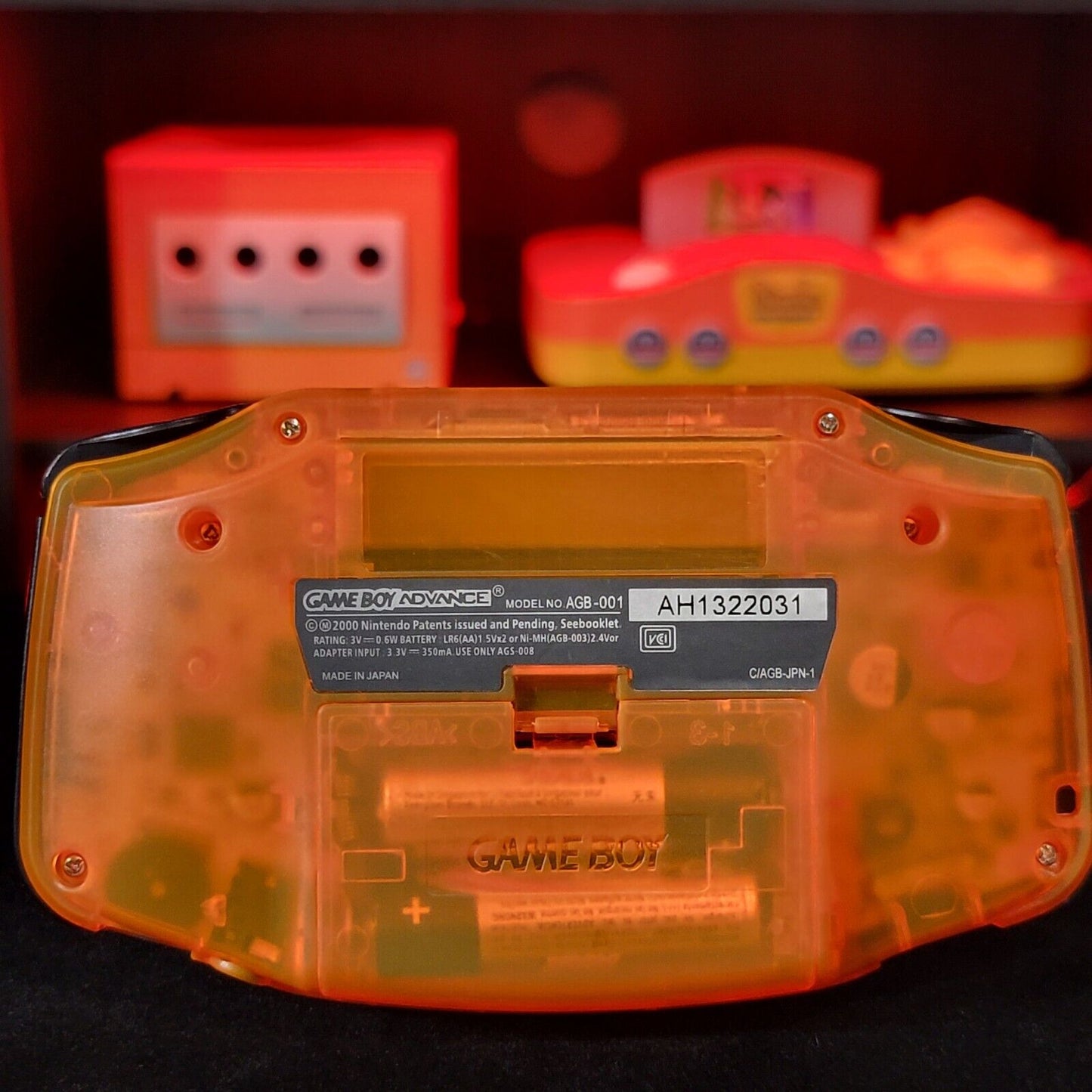 Clear Orange Game Boy Advance GBA Console with iPS Backlight Backlit LCD MOD