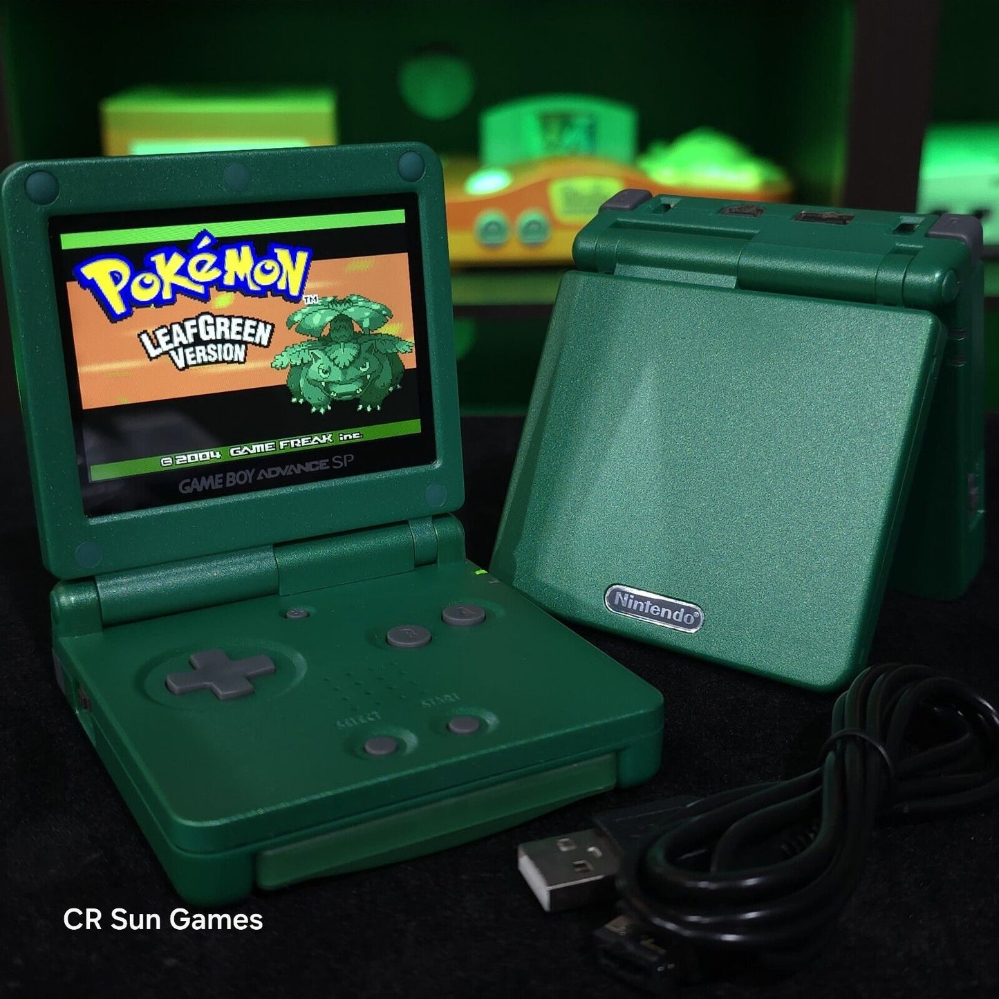 Green Nintendo Game Boy Advance GBA SP IPS MOD Adjustable Brightness