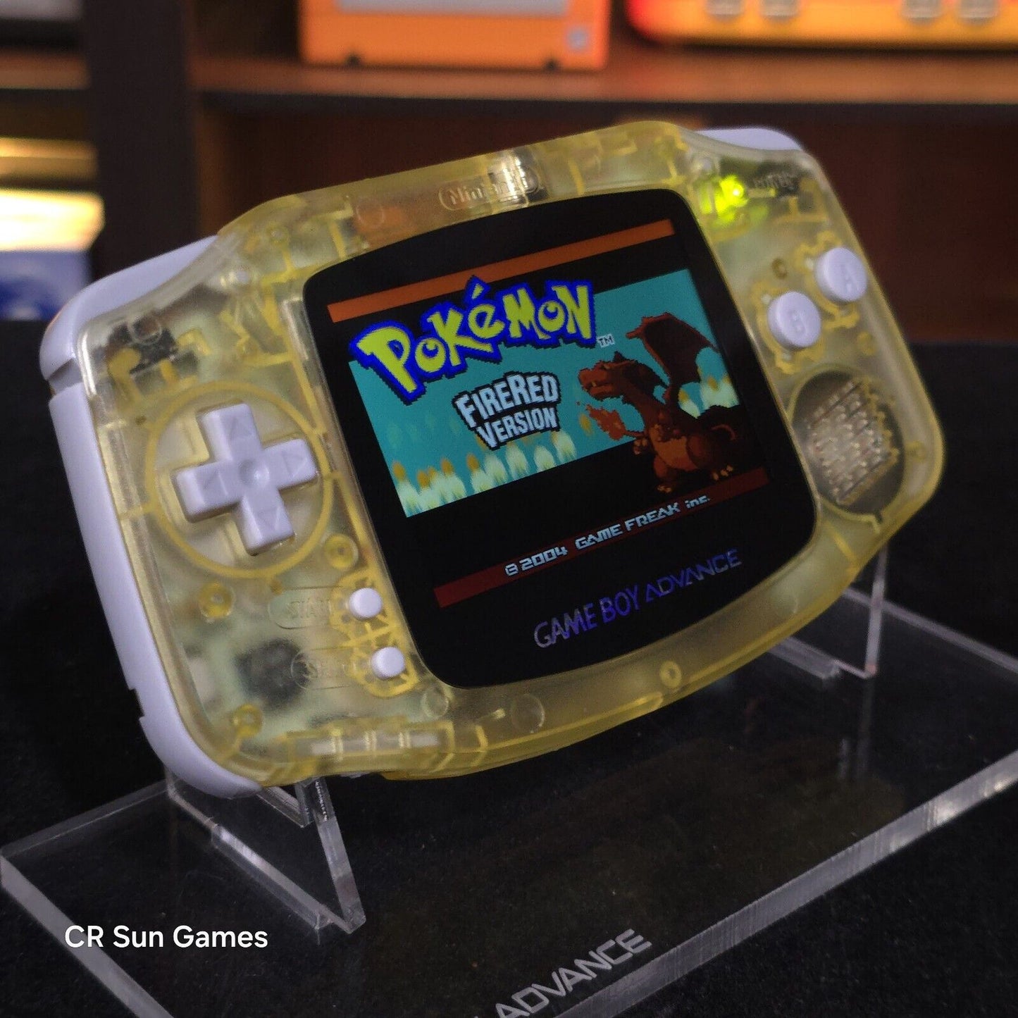 Clear Yellow Game Boy Advance GBA Console with iPS V5 Backlight Backlit LCD MOD