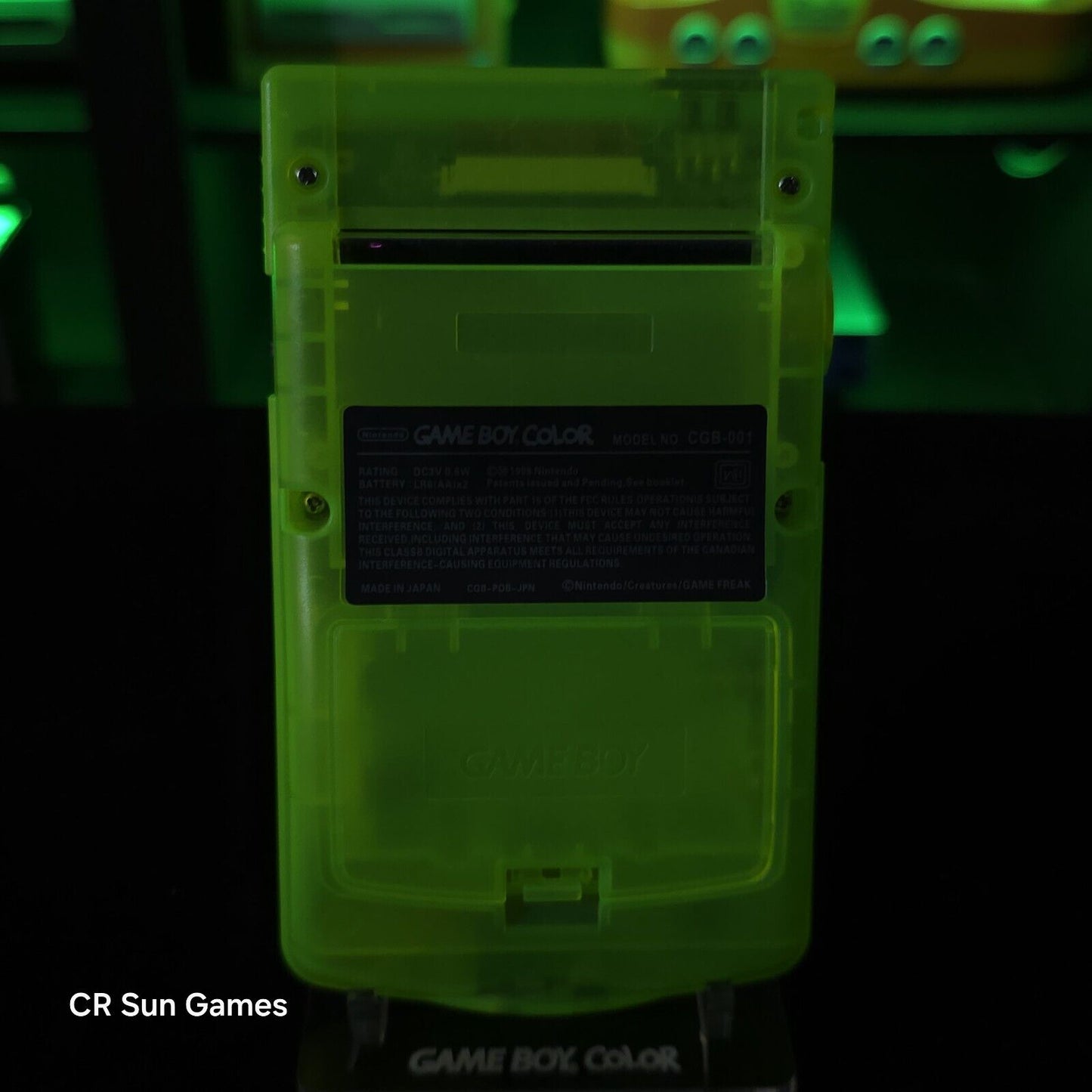 Green Glow In The Dark Gameboy Color Console OLED Touch Screen GBC Game Boy