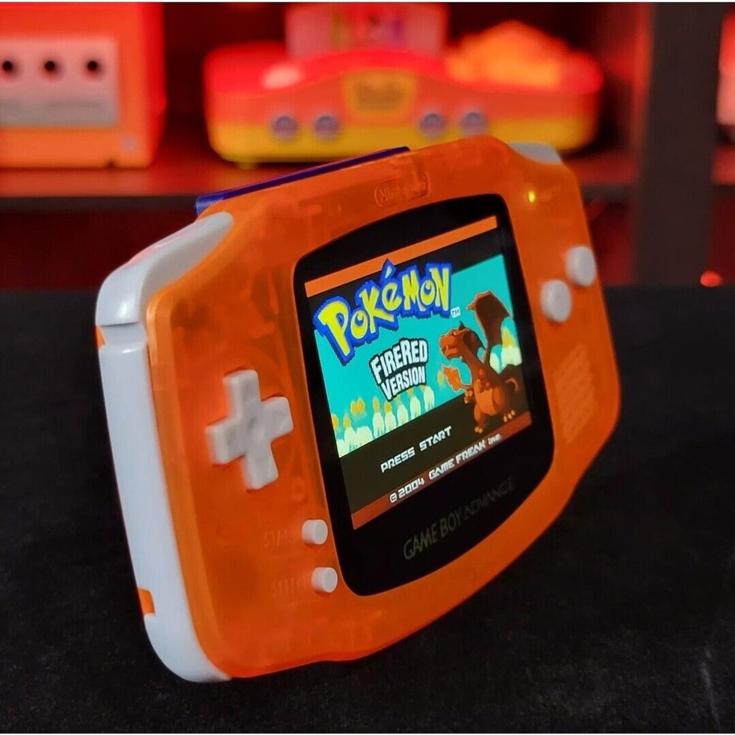 Clear Orange Game Boy Advance GBA iPS LCD USB-C 1800 mAh Rechargeable Battery