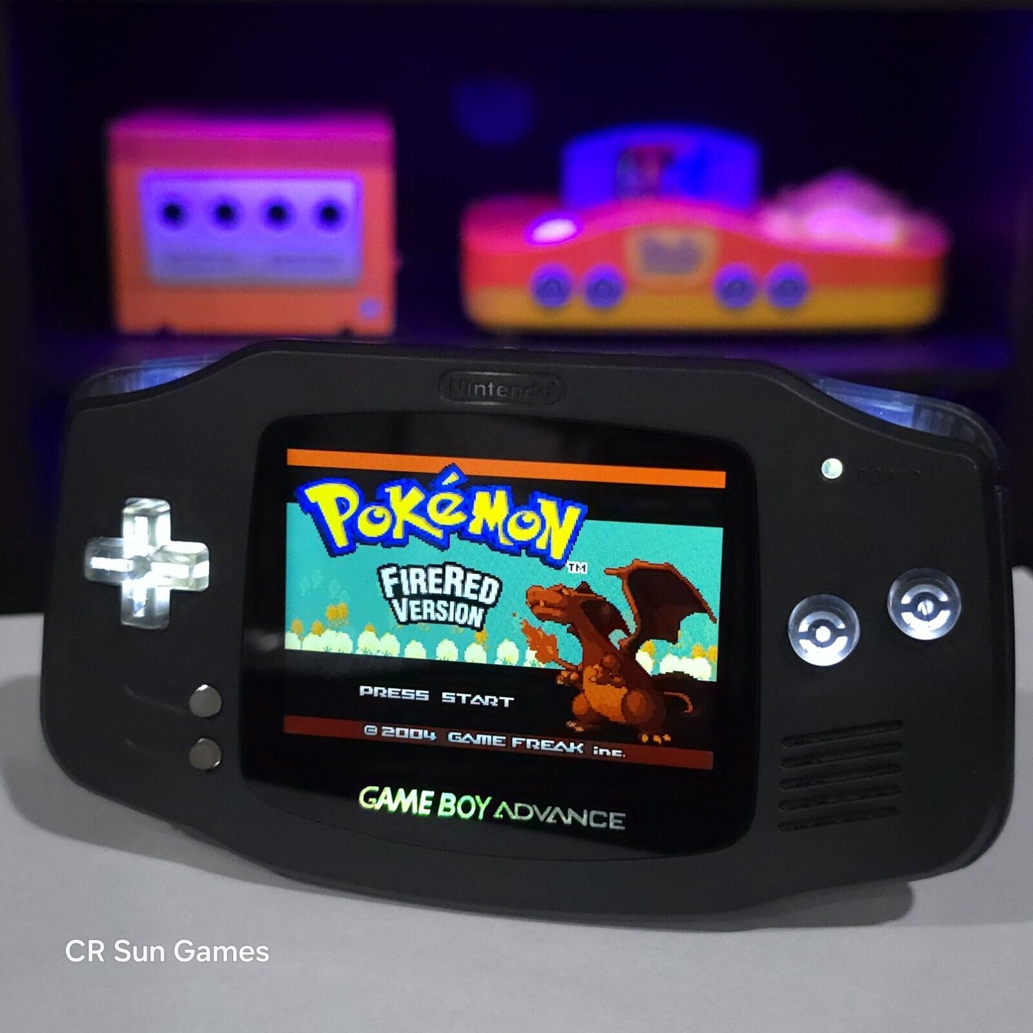 Ultimate Black Game Boy Advance GBA Console Ips V5 Usb-C Audio Amp LED Clicky LR
