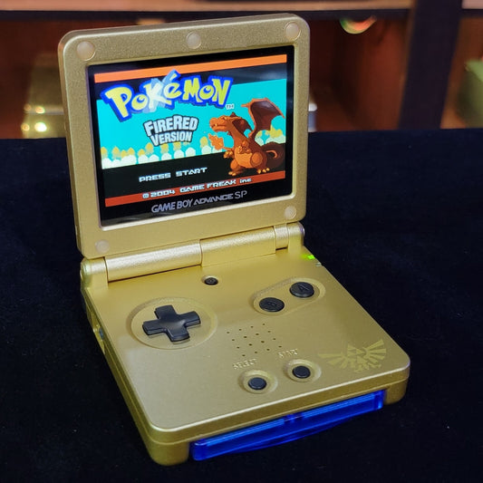 Nintendo Gameboy Advance SP Legend of Zelda Gold IPS and USBC