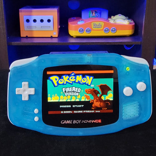Clear Blue Game Boy Advance GBA Console with iPS Backlight Backlit LCD MOD
