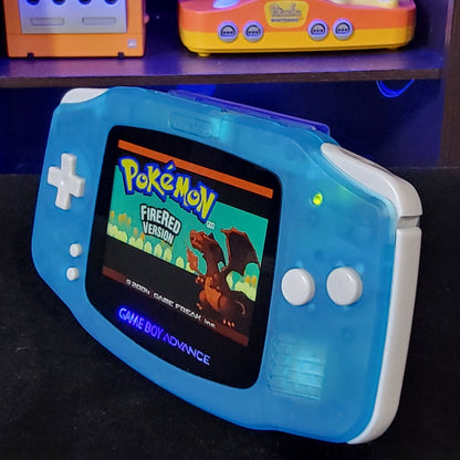 Clear Blue Game Boy Advance GBA Console with iPS Backlight Backlit LCD MOD