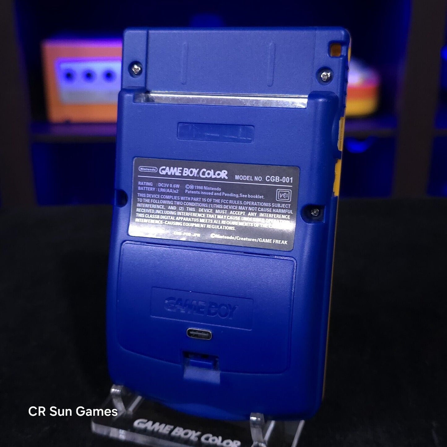 Pokemon Gameboy Color Console OLED Touch Screen USB-C Rechargeable Battery Mod