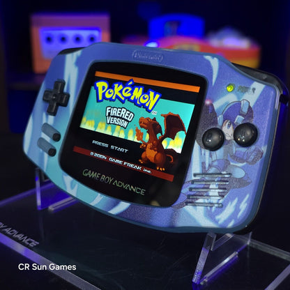 Megaman Blue Game Boy Advance GBA Console with iPS V5 Backlight Backlit LCD MOD