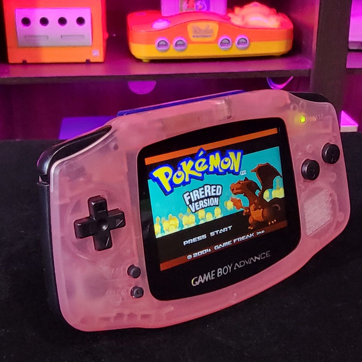 Fushia Pink Game Boy Advance GBA Console with iPS Backlit LCD MOD Console