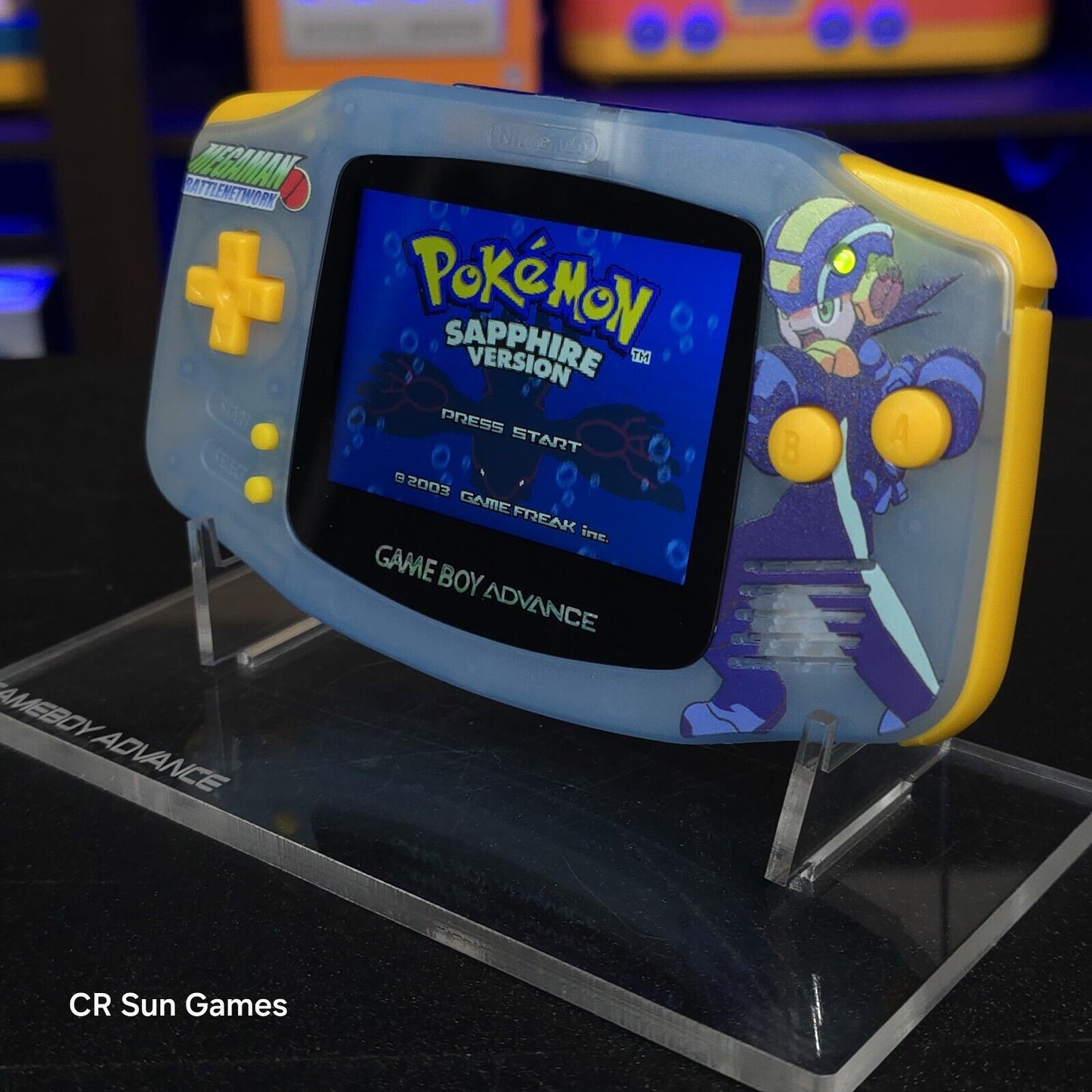 Megaman Blue Game Boy Advance GBA Console with iPS V5 Backlight Backlit LCD MOD