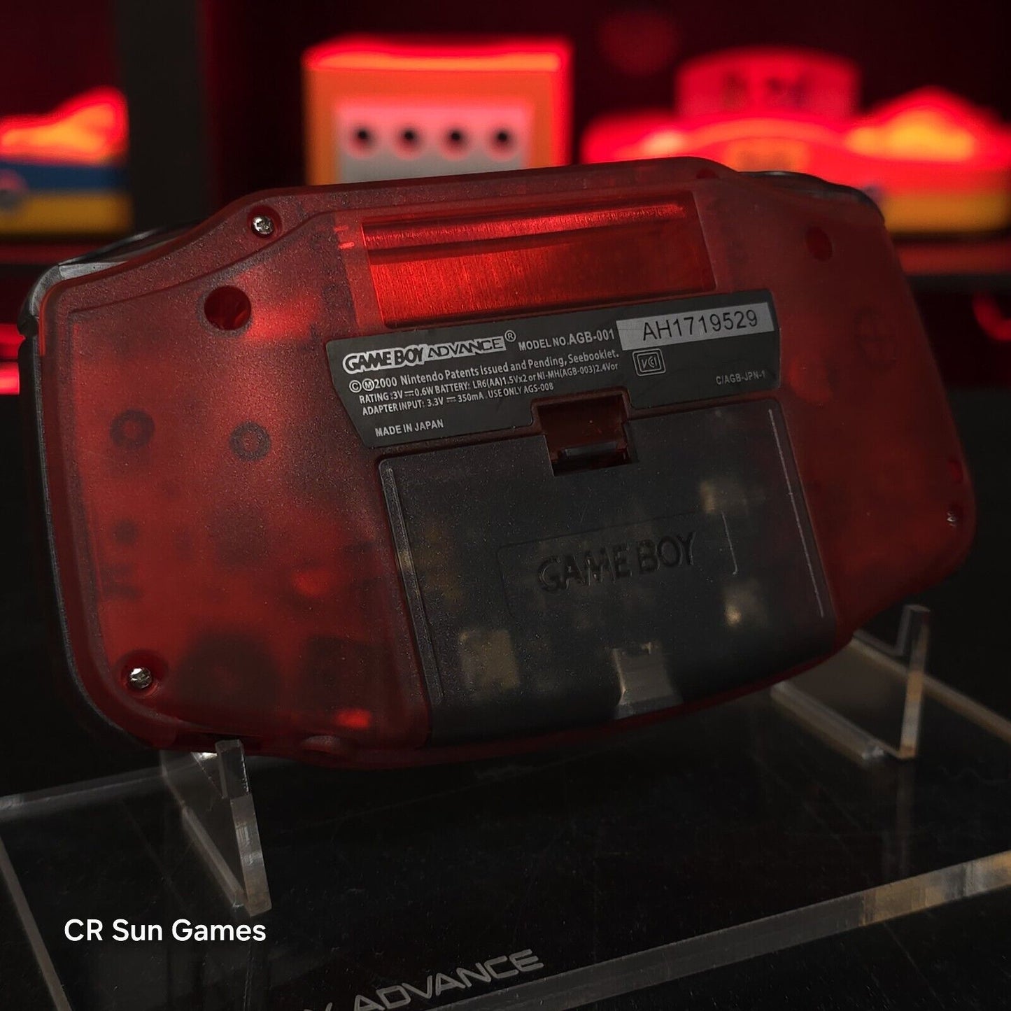 Clear Red Game Boy Advance GBA iPS V5 LCD USB-C 1800 mAh Rechargeable Battery
