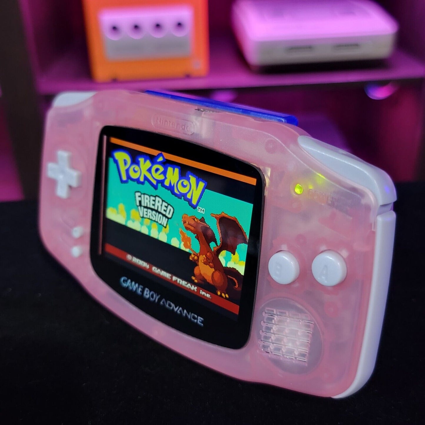 Fushia Pink Game Boy Advance GBA Console with iPS V2 Backlit LCD MOD Console