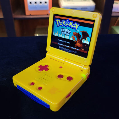 Pikachu Edition Pokemon Yellow Game Boy Advance SP GBA Console with iPS V2 Mod