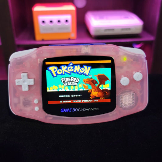 Fushia Pink Game Boy Advance GBA Console with iPS V2 Backlit LCD MOD Console