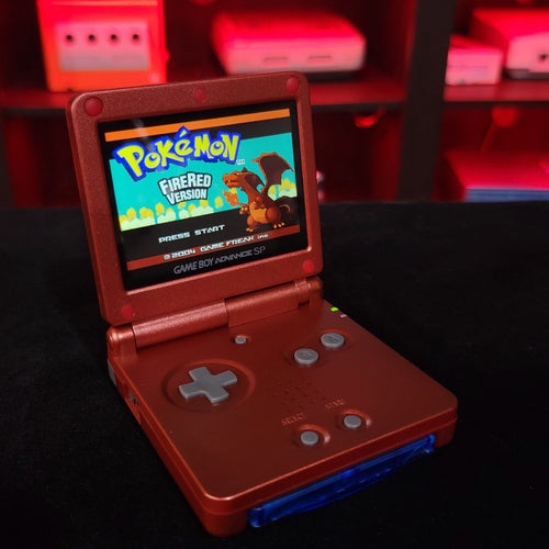 Red Nintendo Game Boy Advance GBA SP IPS MOD Adjustable Brightness