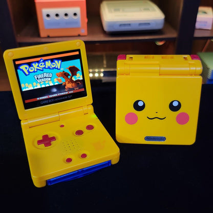 Pikachu Edition Pokemon Yellow Game Boy Advance SP GBA Console with iPS V2 Mod