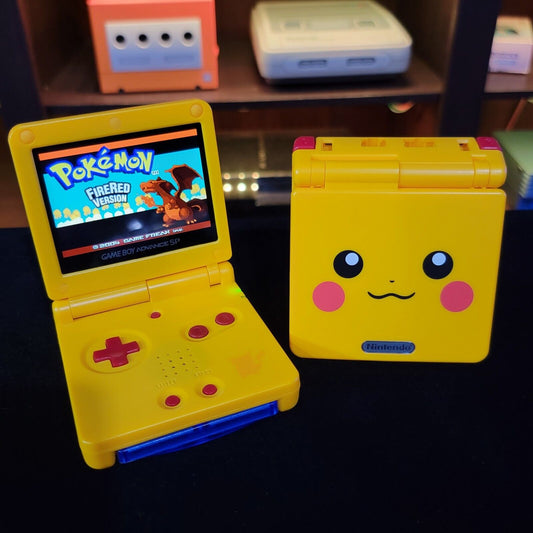 Pikachu Edition Pokemon Yellow Game Boy Advance SP GBA Console with iPS V2 Mod