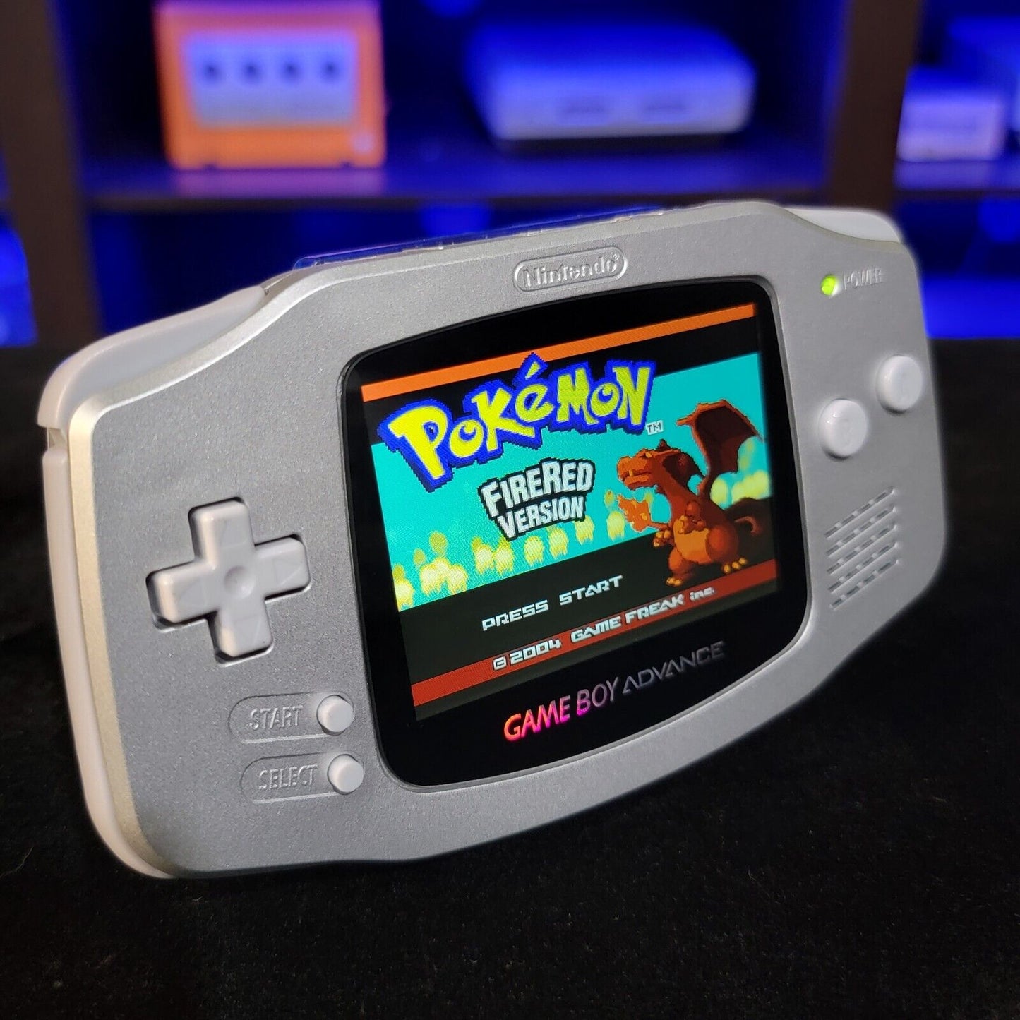 Silver Game Boy Advance GBA Console with iPS Backlight Backlit LCD MOD Console