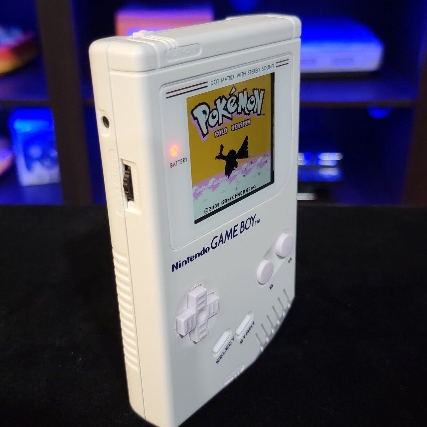 White Nintendo Classic Game Boy DMG With Upgraded Backlit IPS LCD Screen