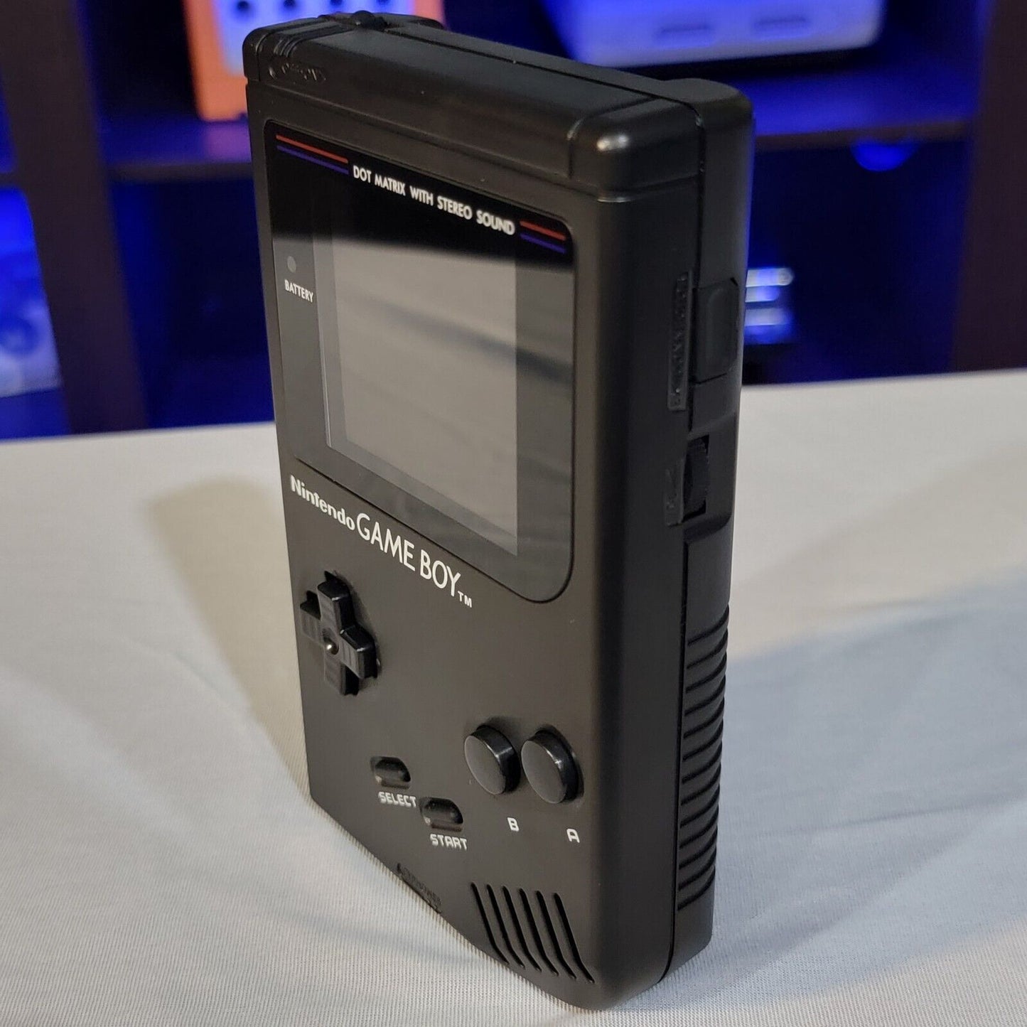 Black Nintendo Classic Game Boy DMG With Upgraded Backlit IPS LCD Screen