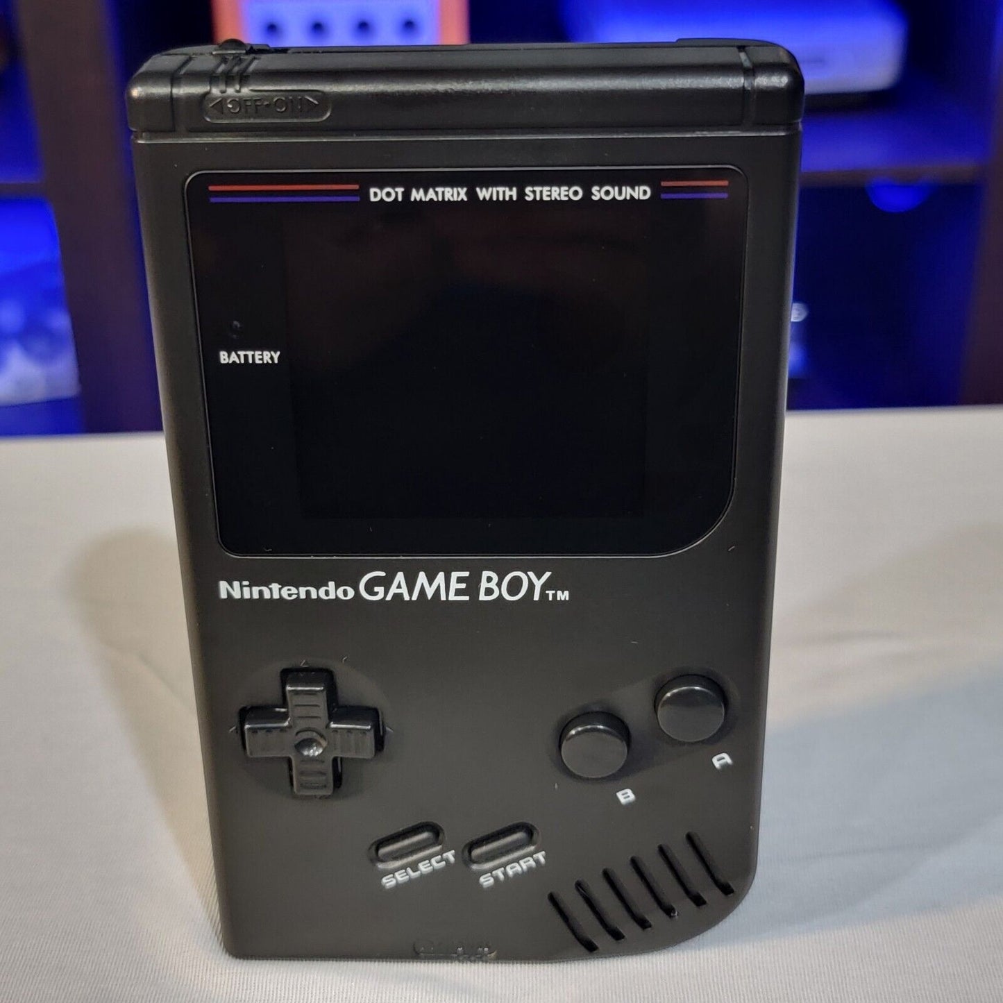 Black Nintendo Classic Game Boy DMG With Upgraded Backlit IPS LCD Screen