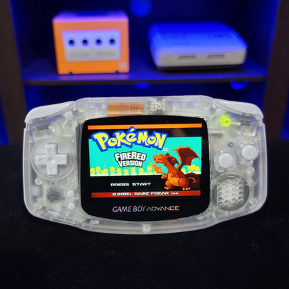 Clear GameBoy Advance GBA Console with iPS V2 Backlight Backlit LCD MOD