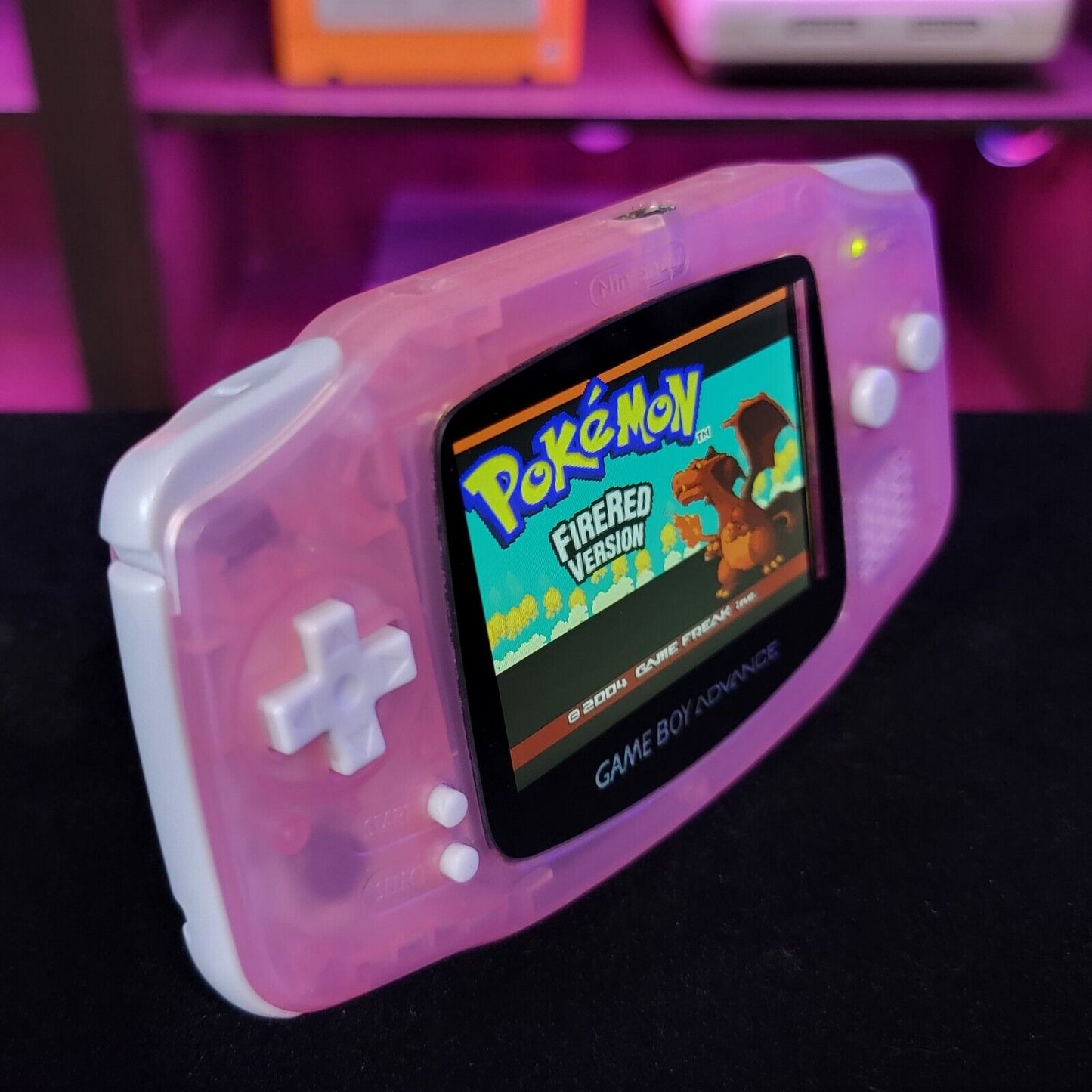 Fushia Pink Game Boy Advance GBA Console with iPS V2 Backlit LCD MOD Console