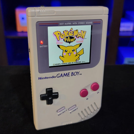 Grey Nintendo Classic Game Boy DMG With Upgraded Backlit IPS LCD Screen